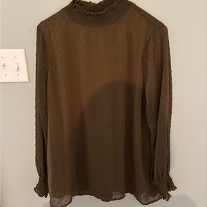 Staccato Olive Green Textured Women's Blouse